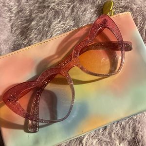 Pink Glitter Heart Shaped Sunglasses